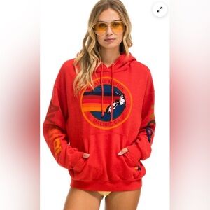 Aviator Nation Red Hoodie with Multicolor Logo
